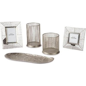 image:imageSignature Design by Ashley Dympna 5 Piece Home Dcor Set with Tray Candle Holder amp Photo Frames Silver Finish