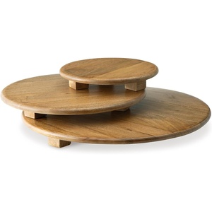 image:imageSignature Design by Ashley Kaidler Casual Round Wood Tray Set for Food Set of 3 Light Brown