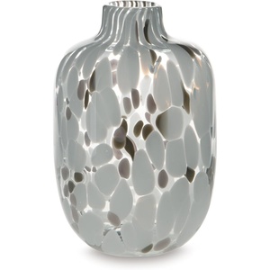 image:imageSignature Design by Ashley Keelton Casual Indoor Watertight Abstract Patterned Glass Vase White amp Dark Brown